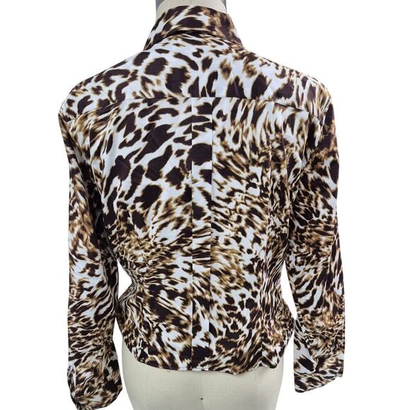 Jones New York Signature Animal Print Blouse Tie Bottom Sz XL - Picture 3 of 4